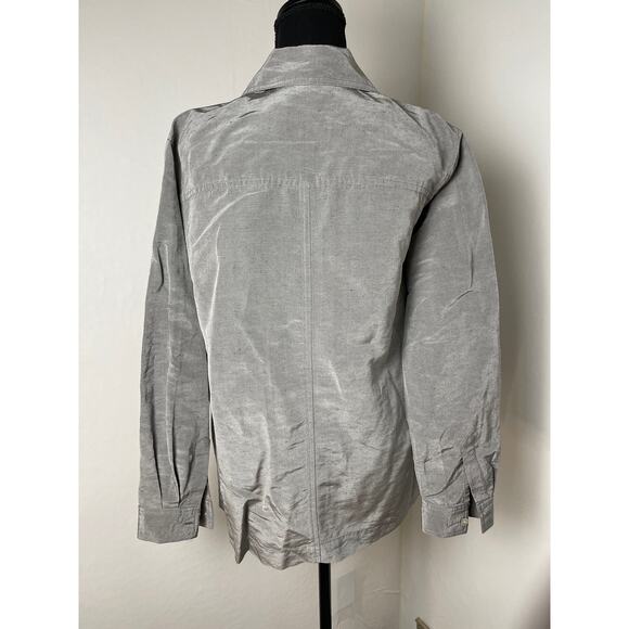 Chicos Design Women's Linen Silk Coastal Classic Chic Preppy Shirt Jacket Gray 1 - Picture 2 of 8